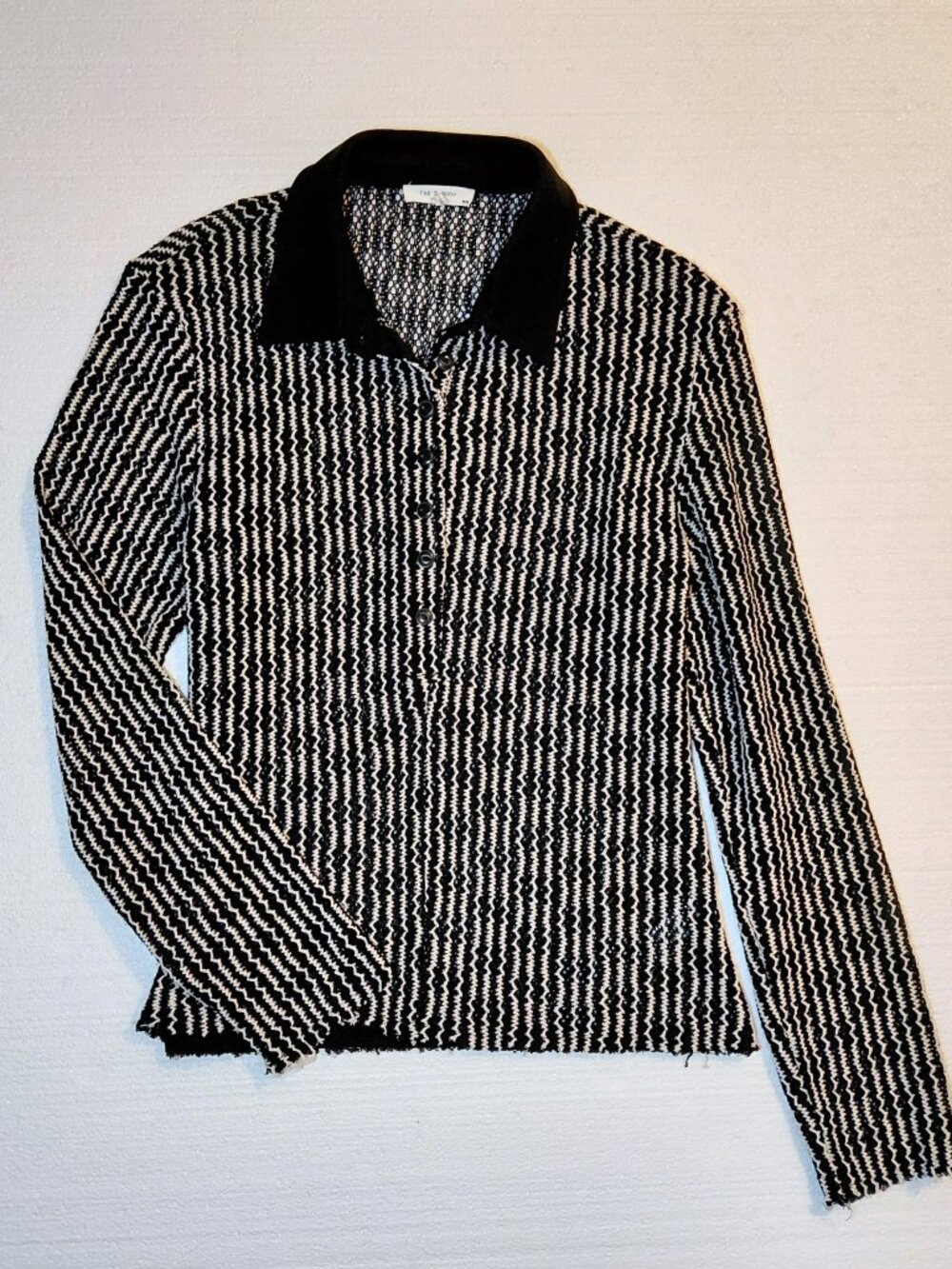 Rag&Bone Woven 3/4 Button Up Polo Shirt
